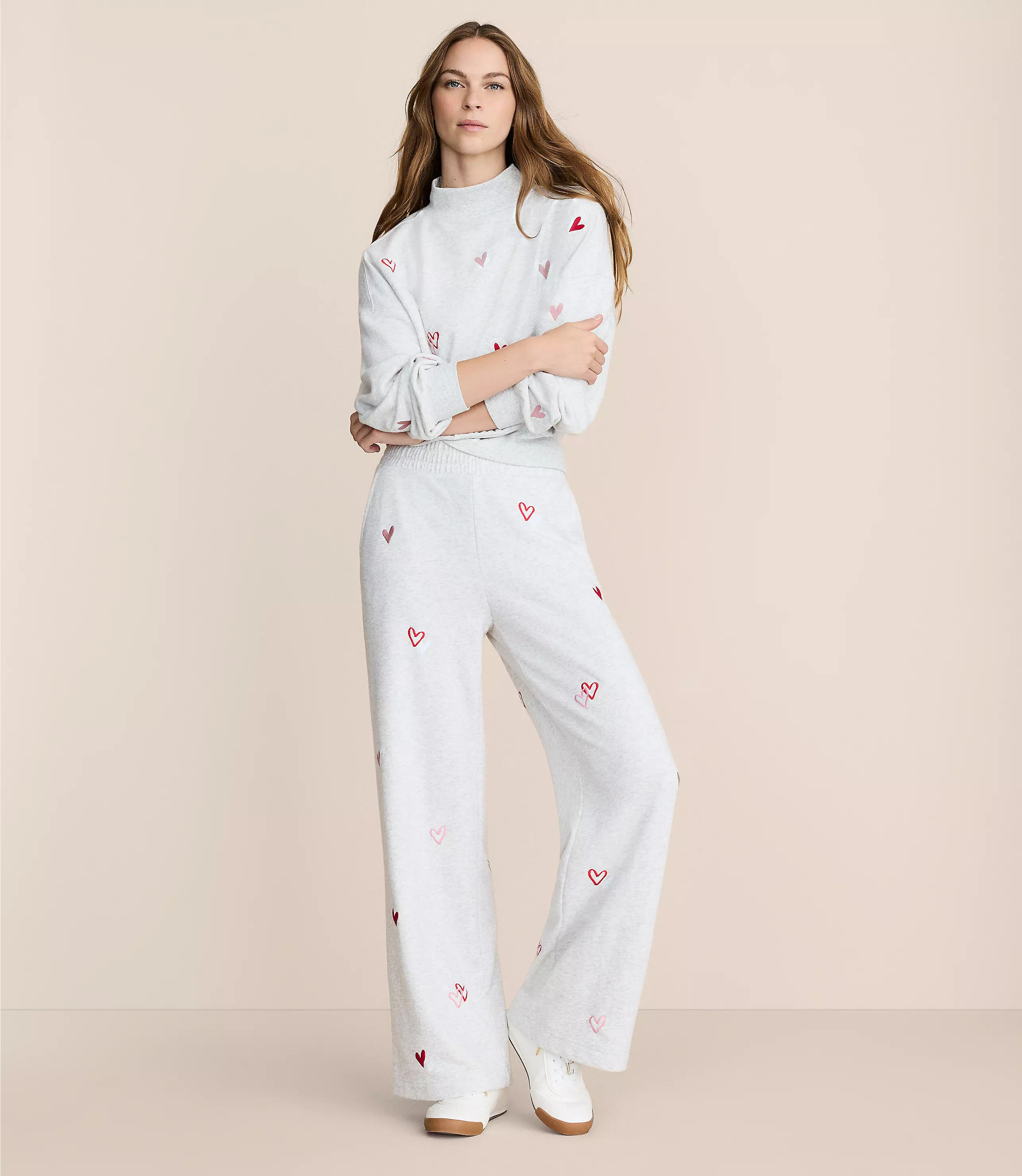 Petite Lou & Grey Heart Cozy Cotton Wide Leg Pants | LOFT