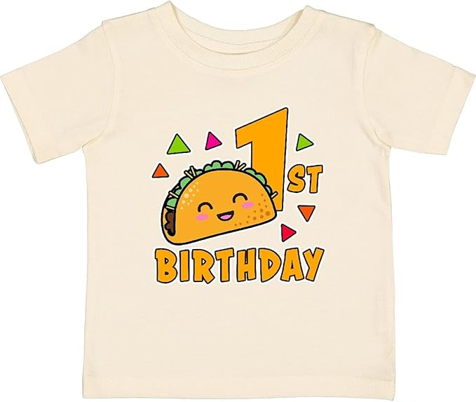 inktastic 1st Birthday with Taco and Confetti Baby T-Shirt | Amazon (US)