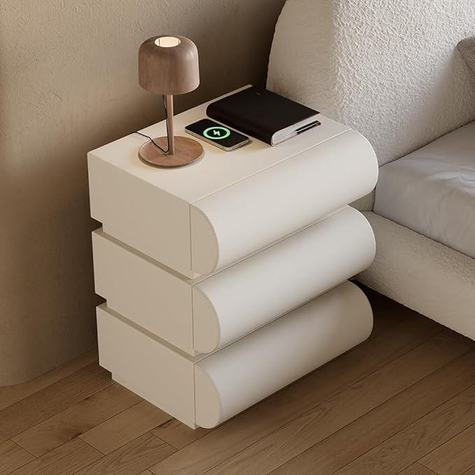homary Smart Night Stand with Wireless Charging, USB & Type-C Ports – Modern White Leather Nigh... | Amazon (US)