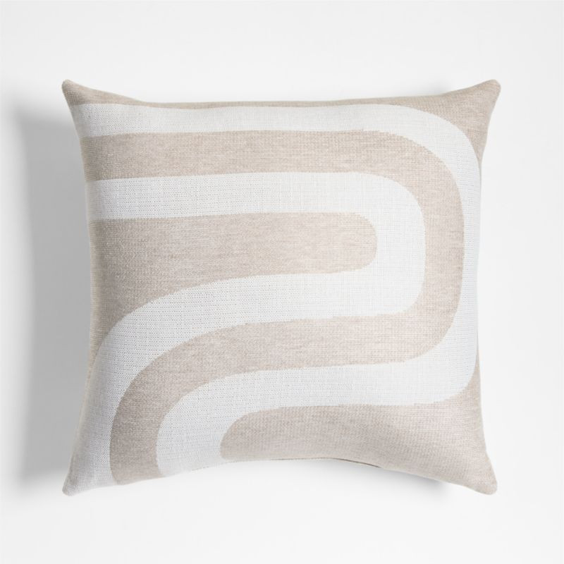 Sunbrella Retro Curves 20"x20" Warm Sand Beige Outdoor Throw Pillow + Reviews | Crate & Barrel | Crate & Barrel
