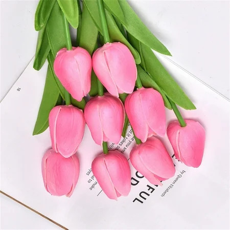 Darzheoy 10Pcs Artificial Tulip Real Touch Fake Flowers 13.5" for Mother's Day Easter Valentine’s Day Gifts in Bulk Home Kitchen Wedding Decorations | Walmart (US)