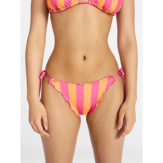 No Boundaries Striped Side Tie Bikini Bottoms, Women's XXS-XXL | Walmart (US)