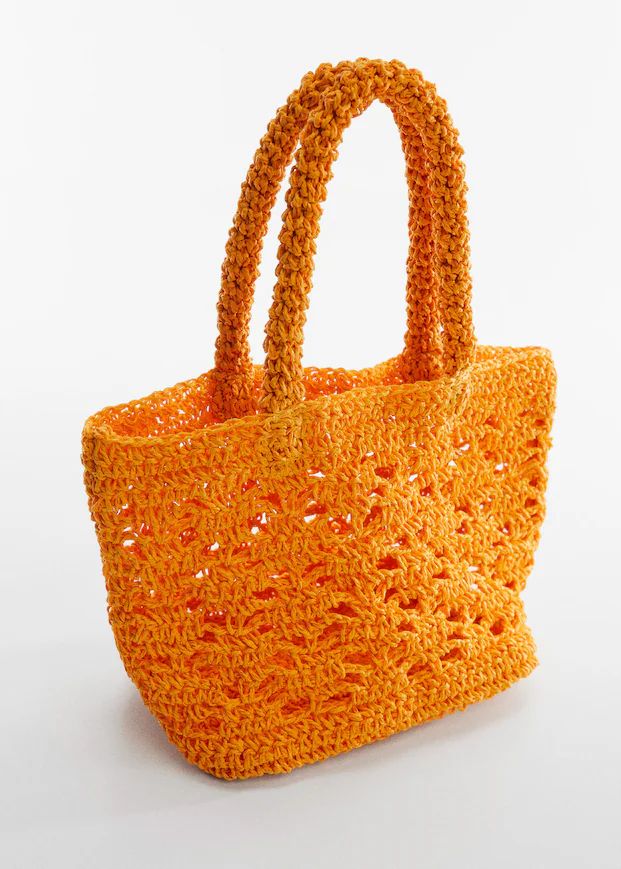 Double handle raffia bag -  Women | Mango USA | MANGO (US)