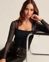 Women's Long-Sleeve Mesh Corset Bodysuit | Women's Best Dressed Guest - Party Collection | Abercr... | Abercrombie & Fitch (US)