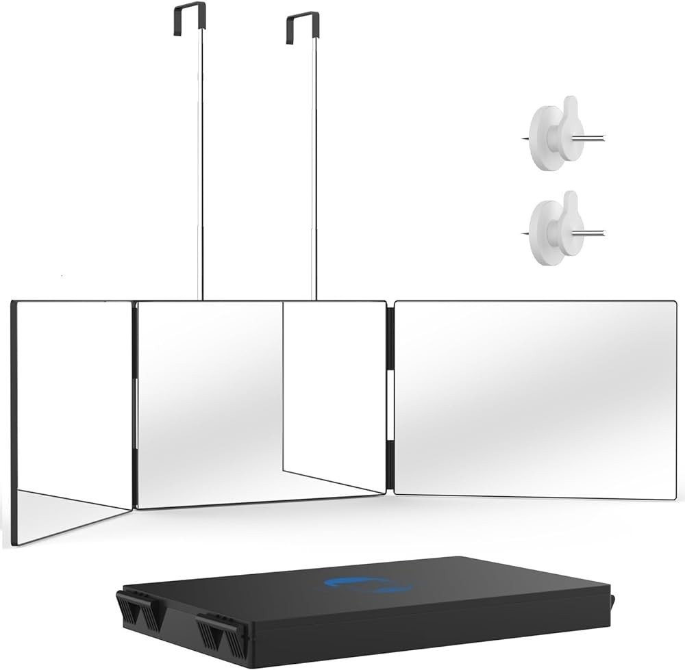 OLIBUY 3 Way Mirror for Hair Cutting, Three Way Mirror for Shaver and Makeup, Height Adjustable w... | Amazon (US)