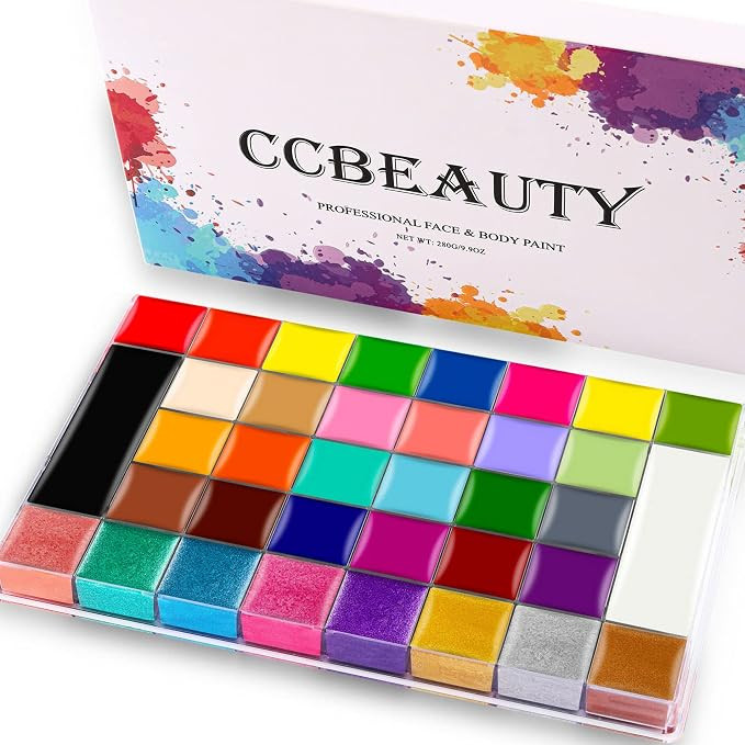 CCbeauty Professional 36 Colors Face Body Paint, Large Cream Painting Palette Kit (8 Metallic + 6... | Amazon (US)