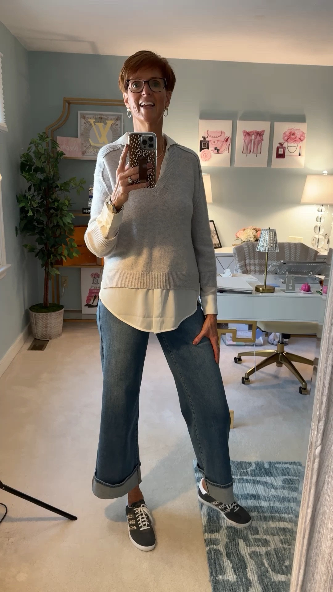 OOTD wearing a favorite top that’s an investment piece from Brochure Walker paired with cuffed denim and adidas sneakers.
Wearing a small in the top, 29 in the jeans, and 8.5 in the sneakers

For reference, I am 6’1”. I have a 36” inseam. I wear a medium in most tops, an 8 or a 10 in most bottoms, an 8 in most dresses, and a size 9 shoe. 

Over 50 fashion, tall fashion, workwear, everyday, timeless, Classic Outfits

#LTKOver40 #LTKStyleTip #LTKWorkwear