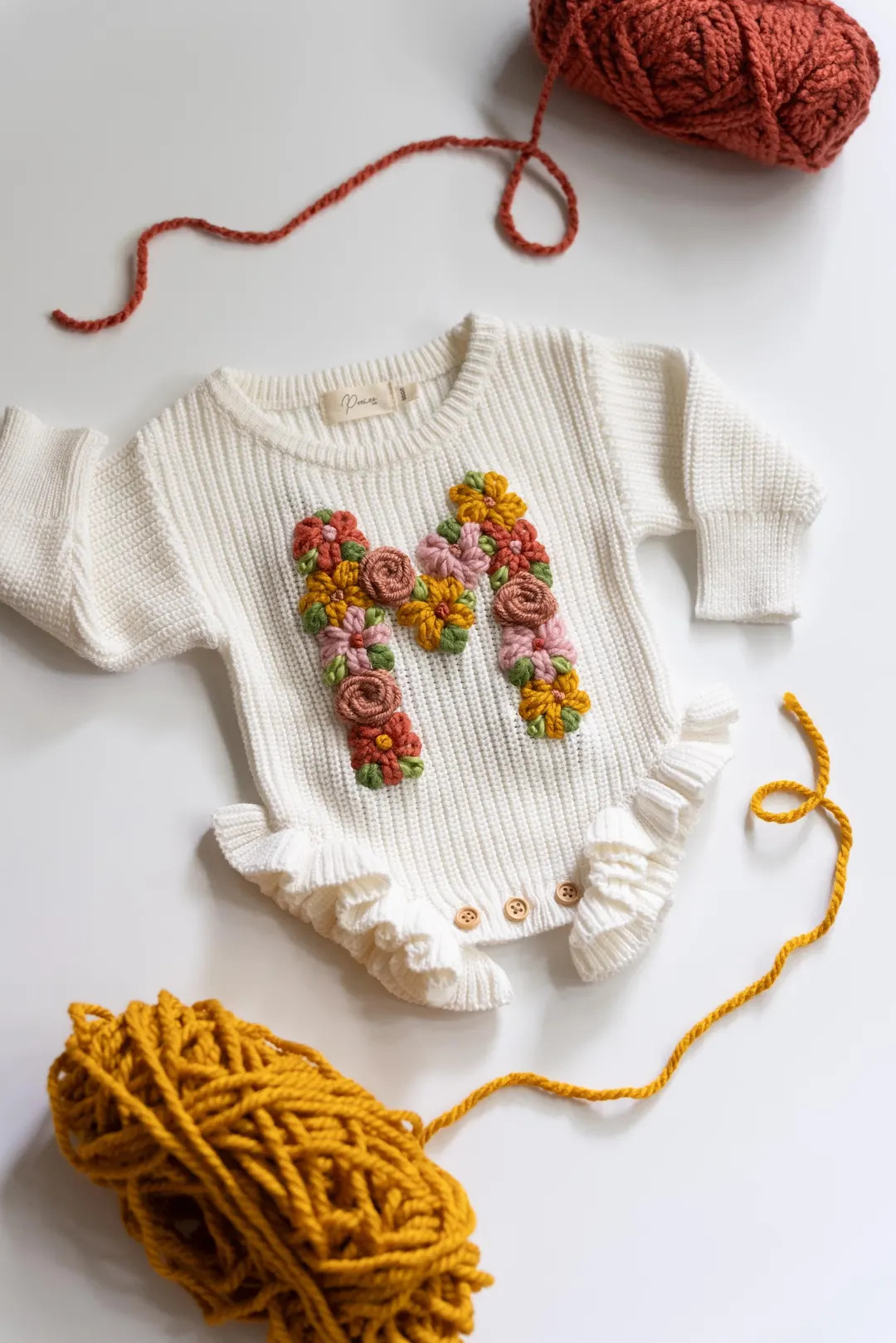 SWEATER ROMPER, RUFFLE - Custom Name Sweater Romper, Embroidered Sweater Romper, Floral Romper, F... | Etsy (US)