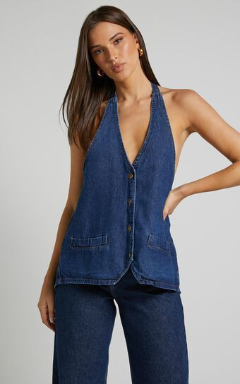 Lioness - Hills Halter in Dark Denim | Showpo (US, UK & Europe)