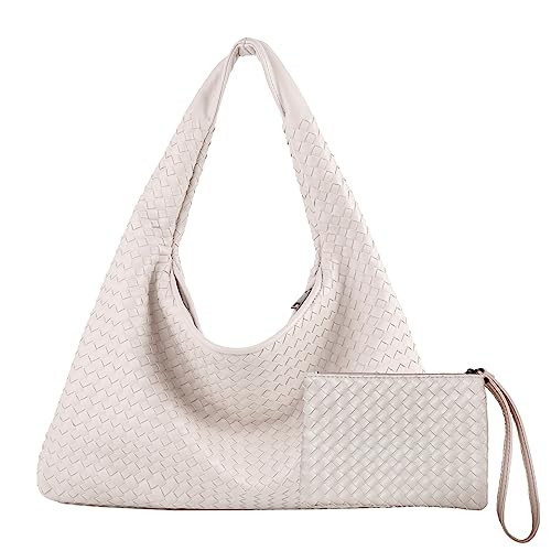 Woven Leather Hobo Bag With Purse for Women Top-handle Shoulder Bag, Tote Bags for Women Large Ca... | Amazon (US)