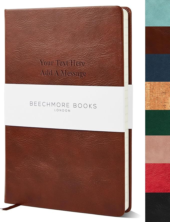BEECHMORE BOOKS Monogram Journal - A5, Brown | Personalized Vegan Leather Hardcover | Personal Jo... | Amazon (US)