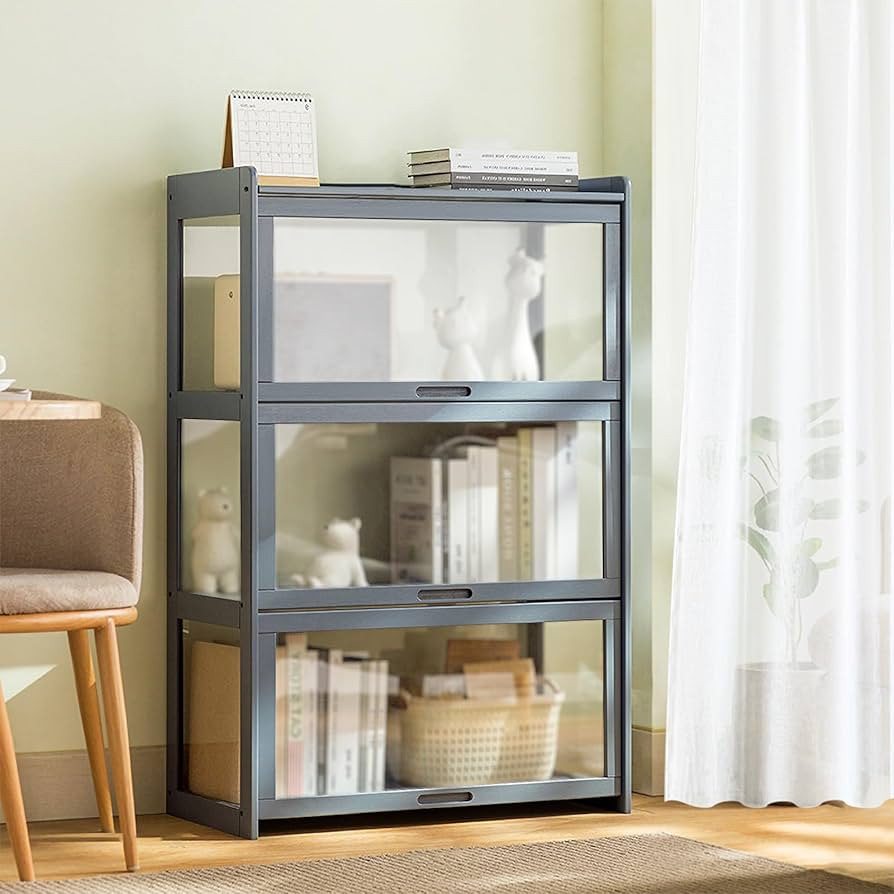 Display Cabinet with Acrylic Doors, 3/4/5 Tier Curio Cabinet, 4 Colors Bookcase, Storage Cabinet ... | Amazon (US)