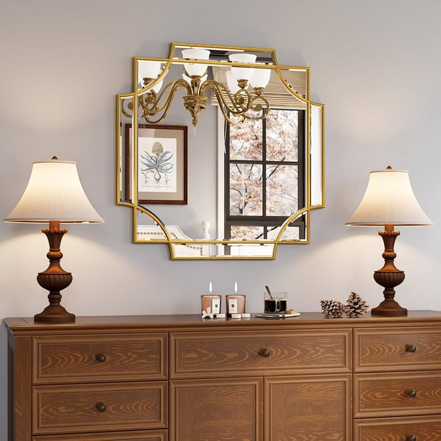 Kelly Miller Gold Framed Mirror for Wall, 26"x26" Gold Square Wall Mirror Vanity Mirror Decorativ... | Amazon (US)