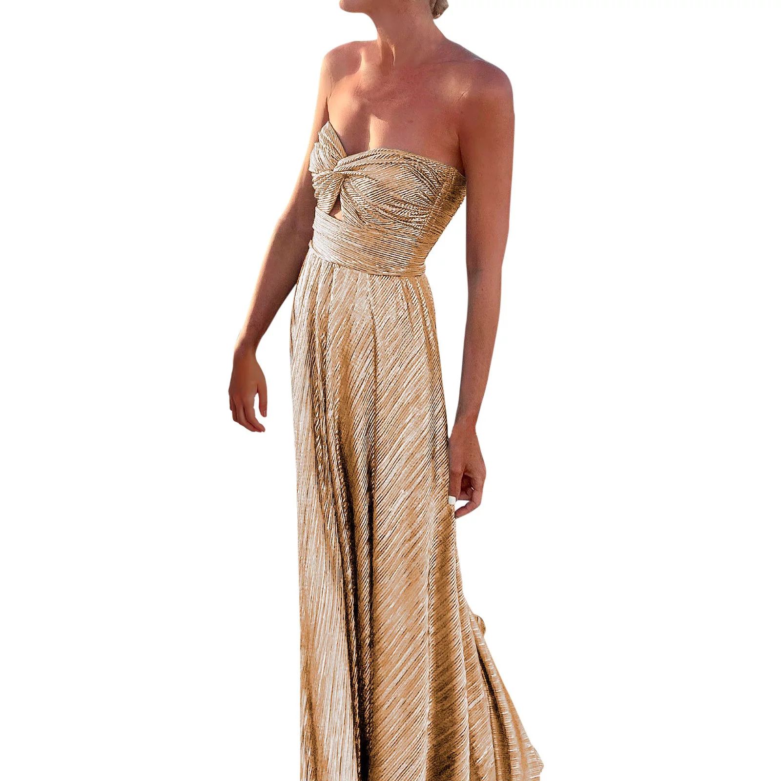 Soighxzc Women'S Dress Off Shoulder Solid Color Wedding Party Dress Slim Maxi Dresses Sleeveless ... | Walmart (US)