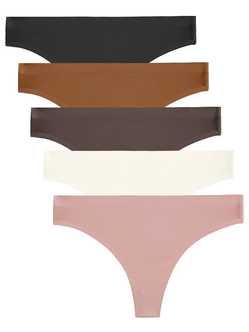 IF YOU Seamless Thong for women No Show Stretch Underwear Soft Silky Invisible Panties XS-XL 5 Pa... | Walmart (US)