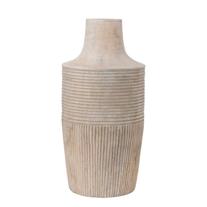 Oddger Cream 13'' Wood Table Vase | Wayfair North America