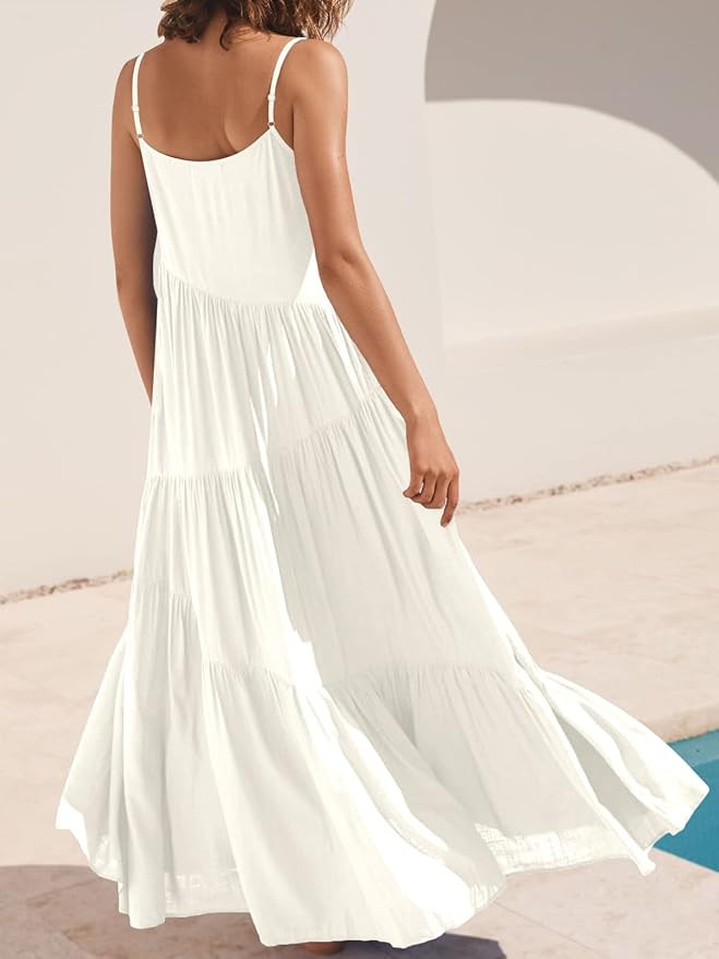 ANRABESS Women Summer Casual Loose Sleeveless Sundress Spaghetti Strap Flowy Boho Linen Beach Vac... | Amazon (US)