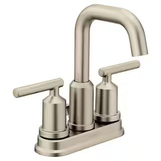 MOEN Gibson 4 in. Centerset 2-Handle High-Arc Bathroom Faucet with Pop-Up Assembly in Brushed Nic... | The Home Depot