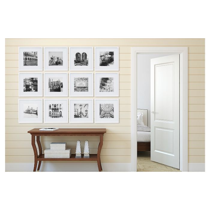 (12pc) 12" x 12" Matted To 8" x 8" Frame Set White - Gallery Perfect | Target