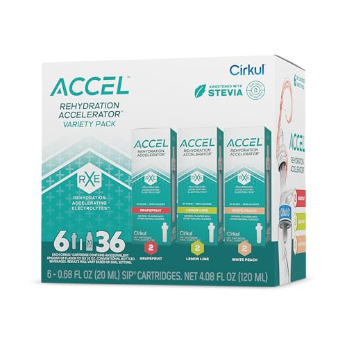 Cirkul Accel Electrolytes Flavor Water Variety Pack, Makes 36 Drinks, No Sugar, Zero Calorie Drink Mix, (2 Grapefruit, 2 Lemon Lime, 2 White Peach) | Amazon (US)