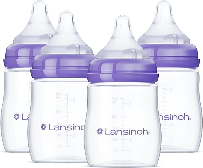 Lansinoh Anti-Colic Baby Bottles for Breastfeeding Babies, 5 Ounces, 4 Count, Includes 4 Slow Flo... | Amazon (US)
