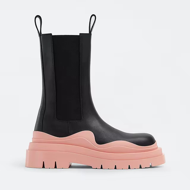 Botas de salto grosso mulher sapatos de outono marca designer chelsea botas de plataforma feminin... | Ali Express BR