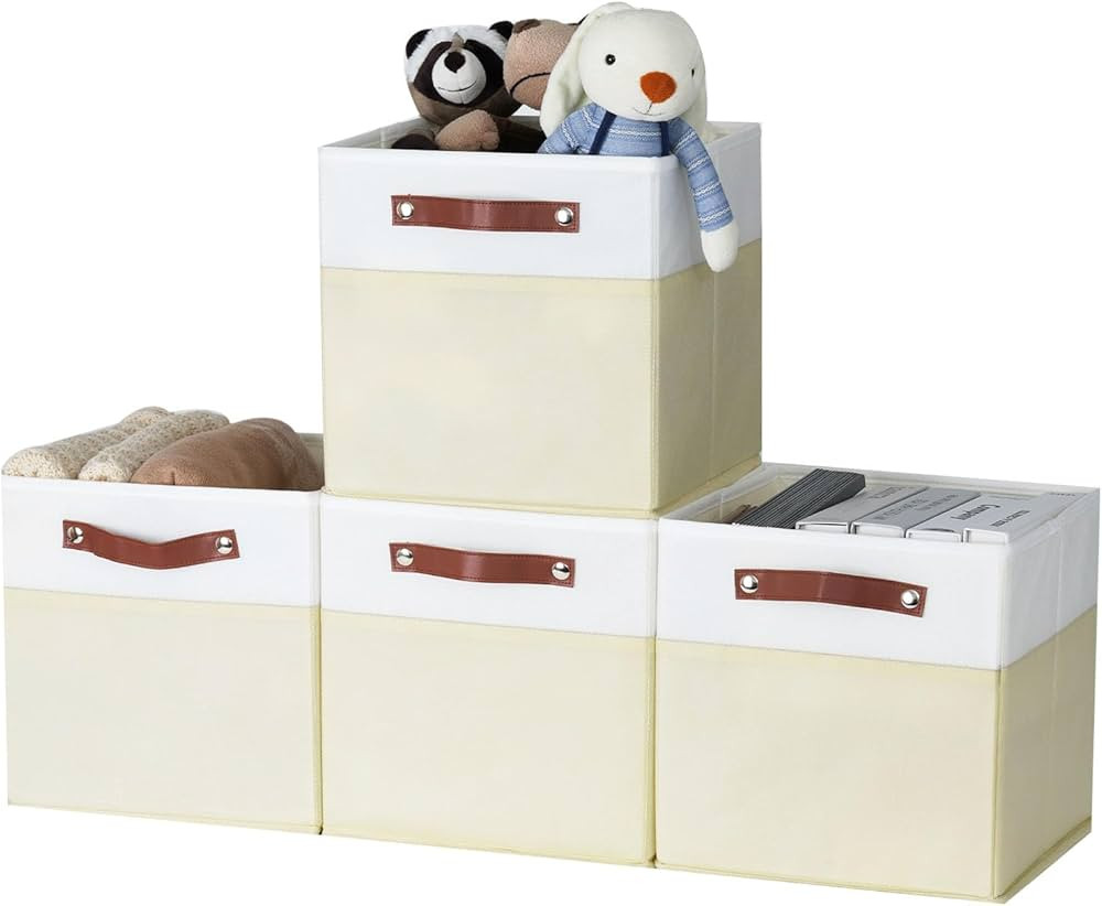 HNZIGE Storage Cubes 11x11 Cube Storage Bins Fabric Storage Cubes for Cube Organizer, 4 PCS Folda... | Amazon (US)