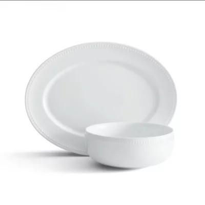 Fitz and Floyd Everyday White by Beaded Serving Bowl and Platter Set, 2-Piece | Belk