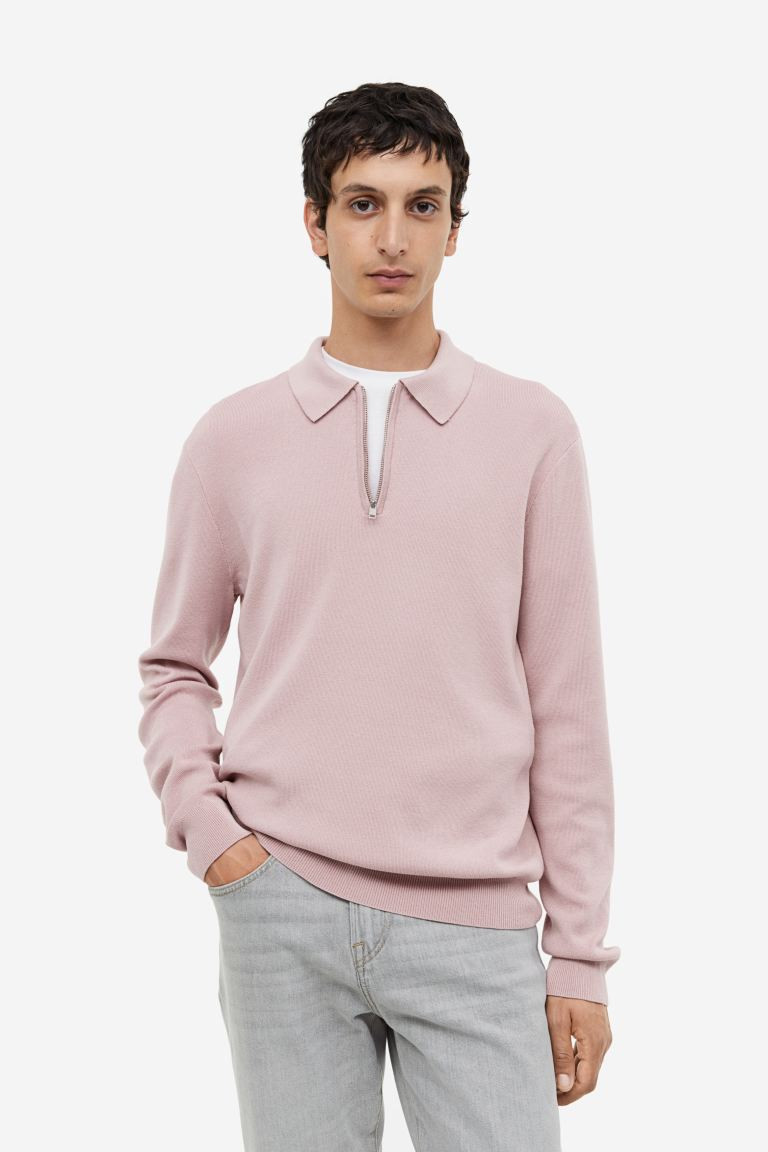 Slim Fit Half-zip Polo Shirt - Pink - Men | H&M US | H&M (US + CA)