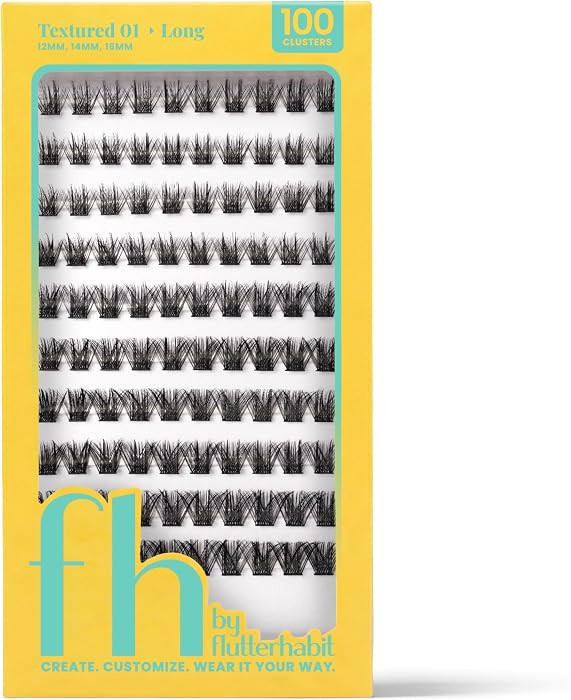 FH By Flutterhabit Customizable Cluster Lashes, Textured 01 Long, 100 Pack Full Volume DIY Cluste... | Amazon (US)