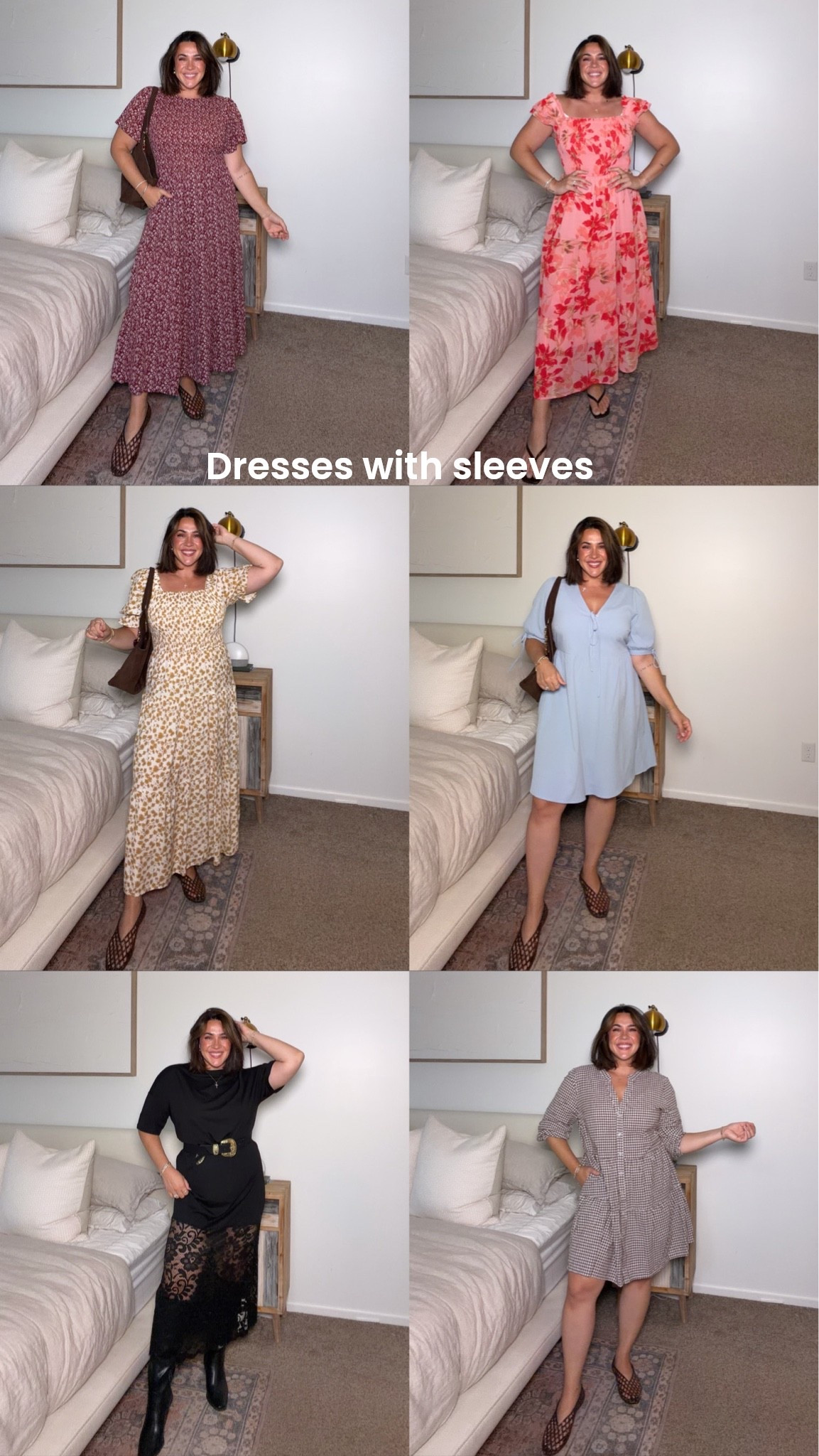 Affordable ish Amazon dresses with sleeves, size L in all. I’m a size 10/30/L and I’m 5’5 inverted triangle body shape.

#LTKSeasonal #LTKMidsize #LTKWorkwear