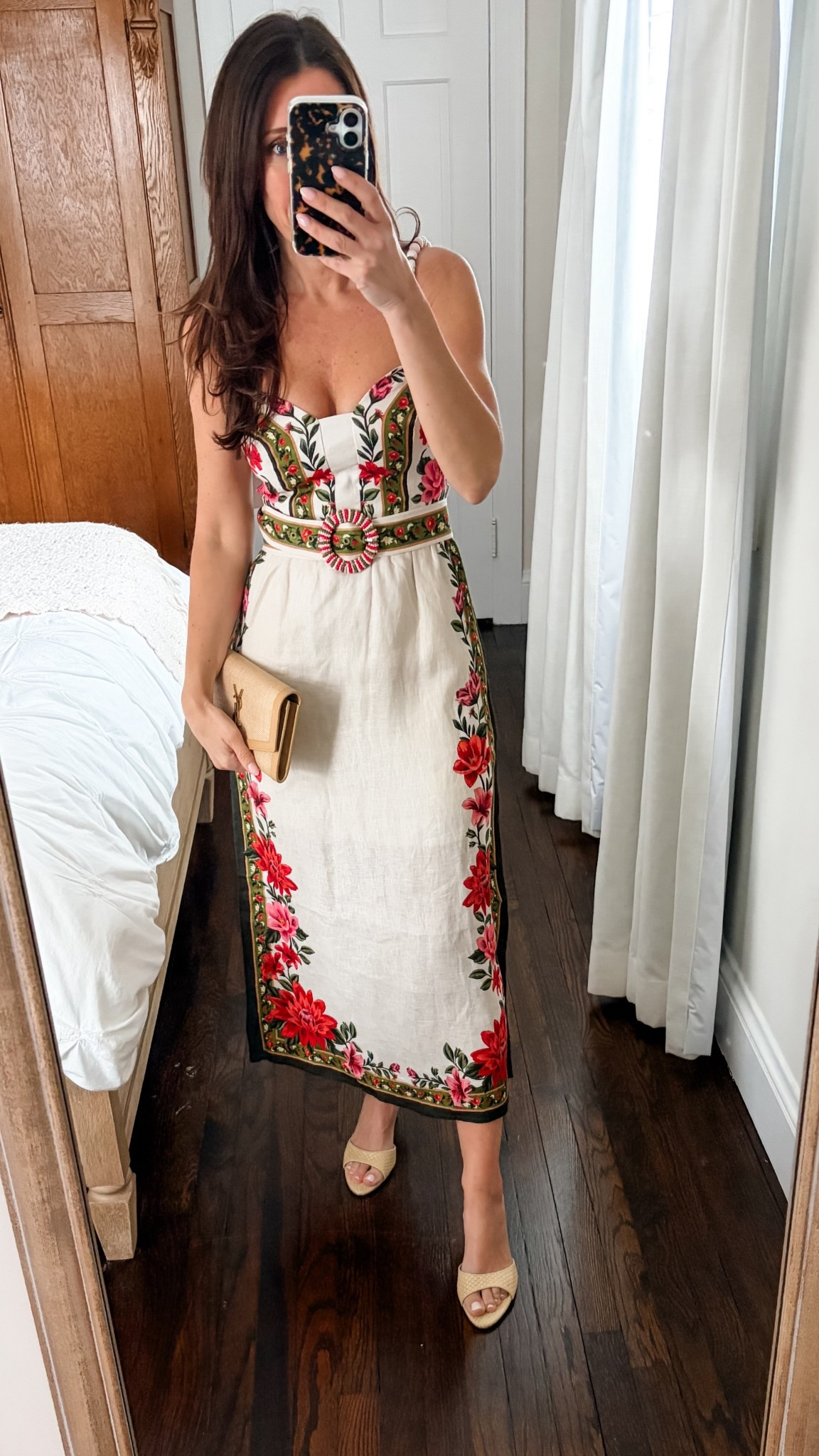 Farm Rio linen vacation dress.  I am 5’2 and wearing an xs.  It is a bit snug on the best area (I am a 32D) but when I sized up the rest of the dress was too big.  So try your normal size.  


#LTKWedding #LTKTravel #LTKOver40