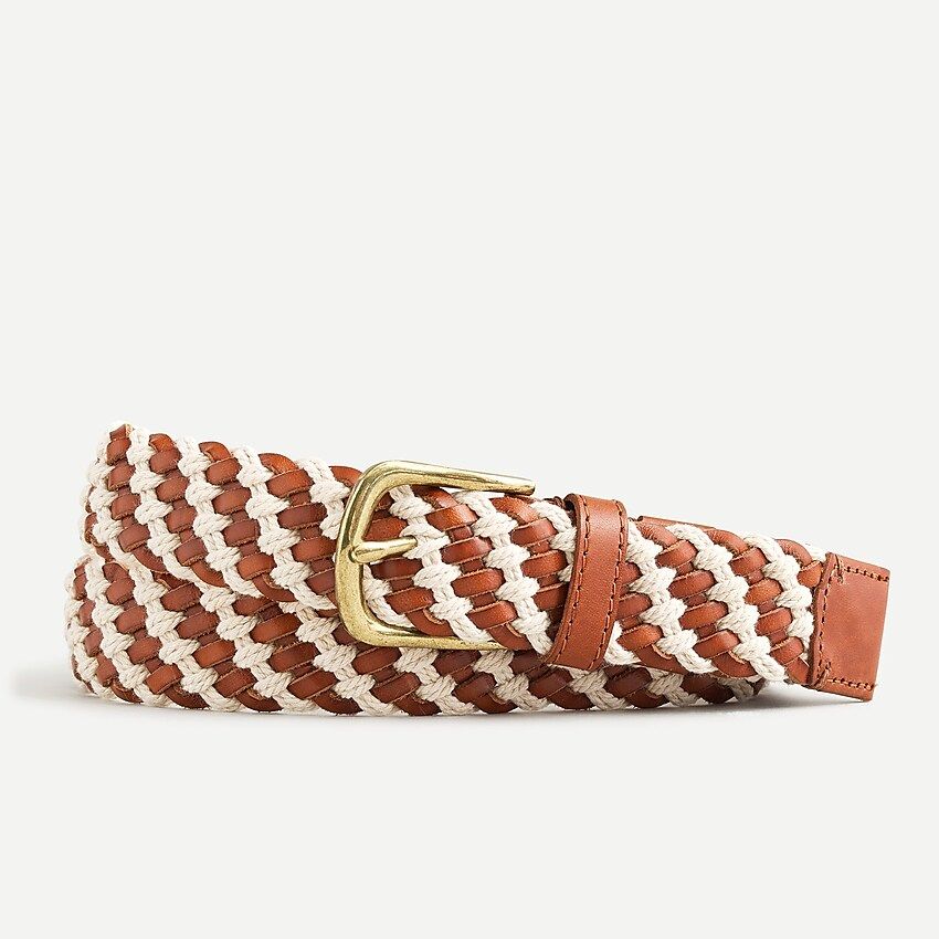 Braided belt in cotton and leather | J.Crew US