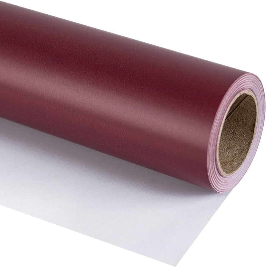 RUSPEPA Wine Red Wrapping Paper Solid Color- Mini Roll - for Christmas, Wedding, Birthday, Shower... | Amazon (US)