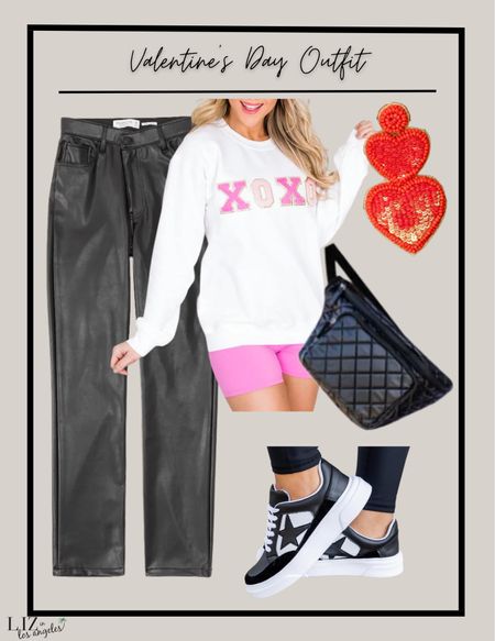 This adorable Valentine’s Day outfit is such a cutie and cozy outfit with a graphic sweatshirt and vegan leather pants paired with these golden goose dupe sneakers.  Finding a great golden goose inspired pair of sneakers are perfect to pair with any casual outfit or running errands look. 

#LTKstyletip #LTKSeasonal #LTKSale