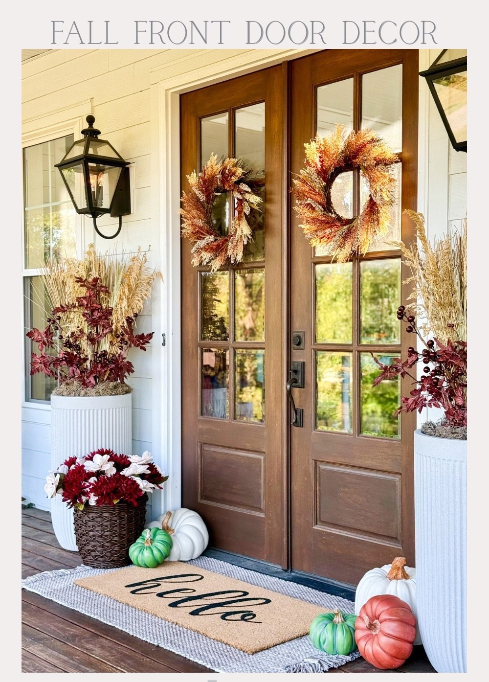 My first go at my 2026 fall front doors, but I might change a thing or two! If you’re looking for fall home decorating ideas, I’ve got all the inspiration you need to get your front doors or front porch ready for fall! I pulled together these arrangements using dried grasses, harvest wheat, fall leaves and berries. They match perfectly with the wreaths! I also love these resin pumpkins that I can use year after year!

#LTKHome #LTKSeasonal #LTKSaleAlert
