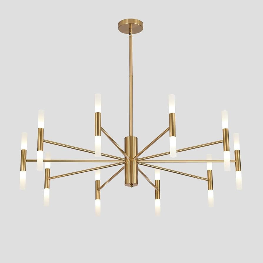 KCO Lighting Mid Century Modern Chandelier Brass Gold Chandelier Light Fixture Vintage Bedroom Ch... | Amazon (US)