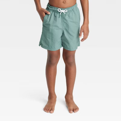 Boys' 'Family Story' Solid Swim Trunks - Cat & Jack™ Green | Target