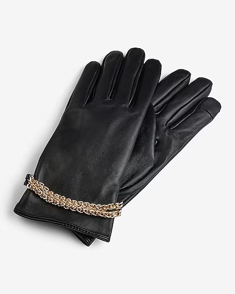 Genuine Leather Chain Strap Gloves | Express