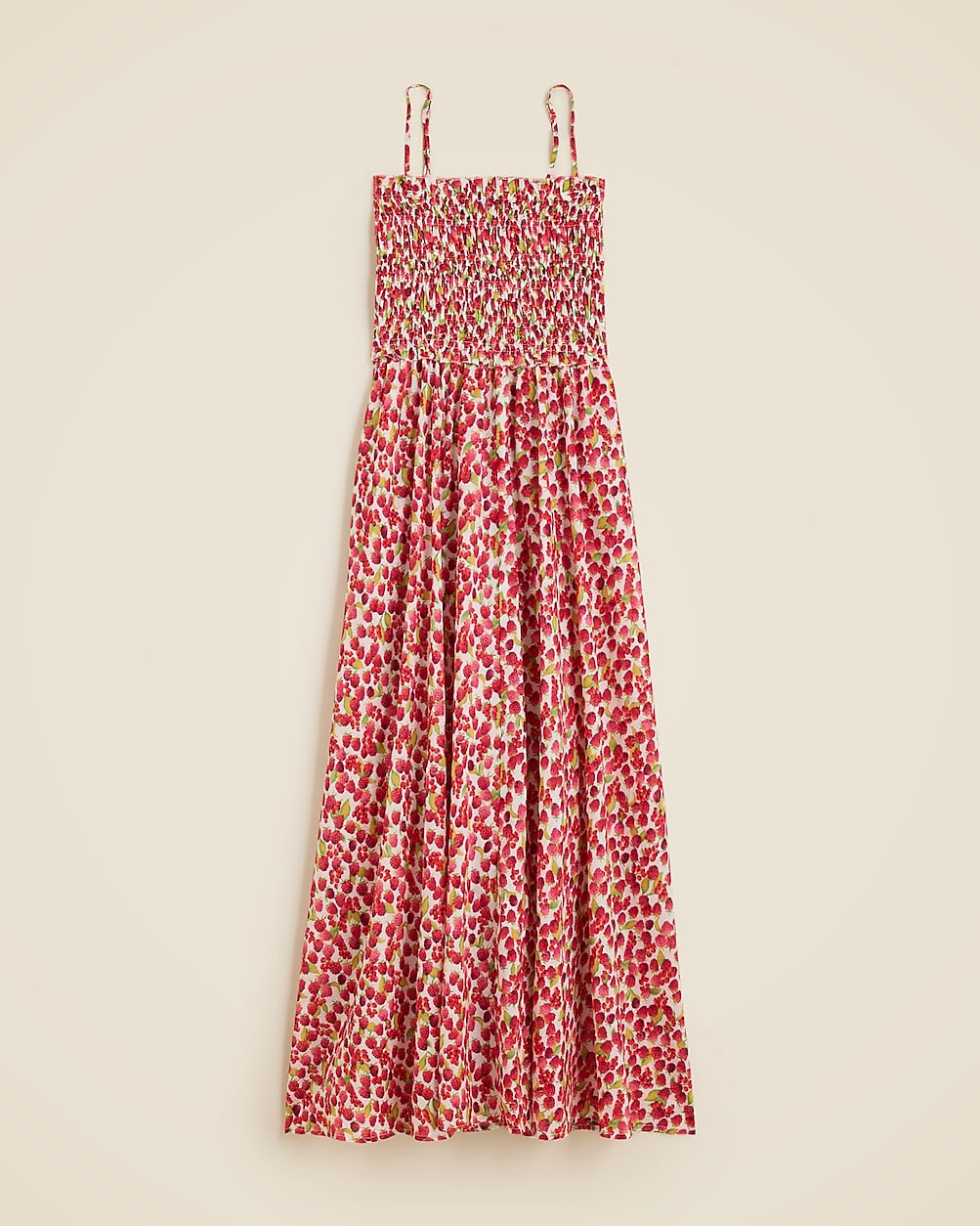 Smocked maxi dress in raspberry print | J. Crew US