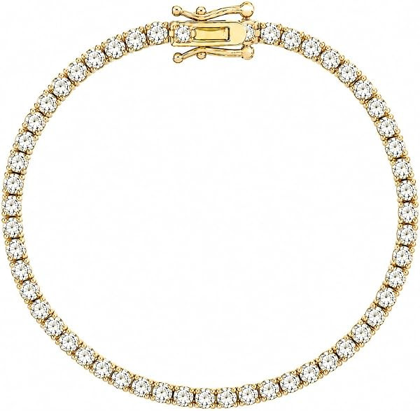 Tennis Bracelets for Women Gold Plated Round Cut CZ | Amazon (US)