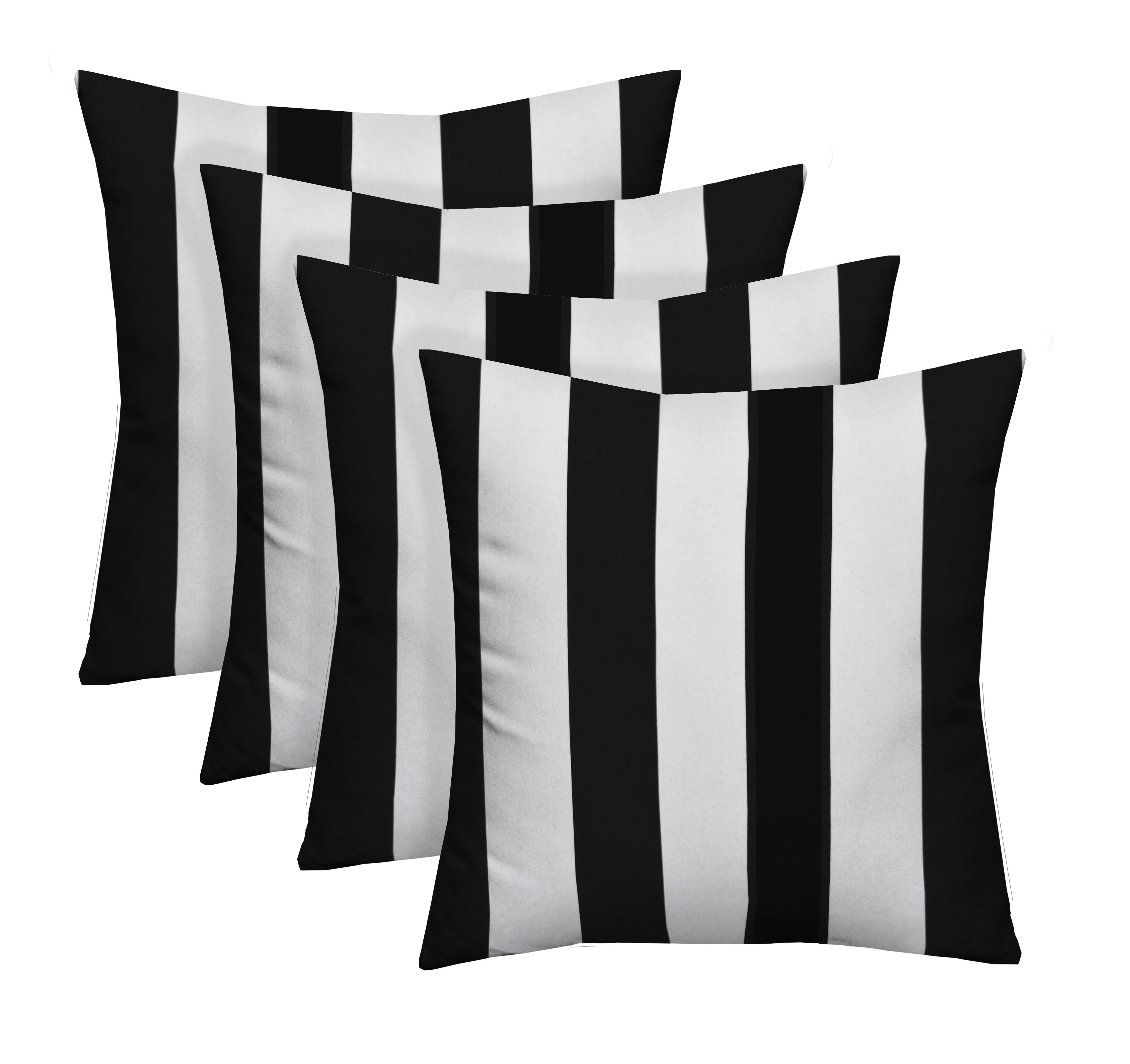 RSH Décor Indoor Outdoor Set of 2 Square Pillows Weather Resistant 17" x 17", Black and White St... | Walmart (US)