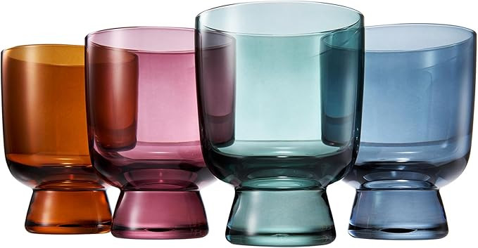 Khen - Colored Muted Colored Glasses - Water & Wine | Set of 4 | Pastel Muted Crystal Cocktail Gl... | Amazon (US)