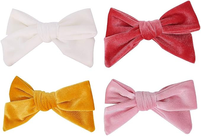 4 inches Bows For Girls Linen Fabric Hair Clips For Kids Toddlers Teens Children Gifts | Amazon (US)