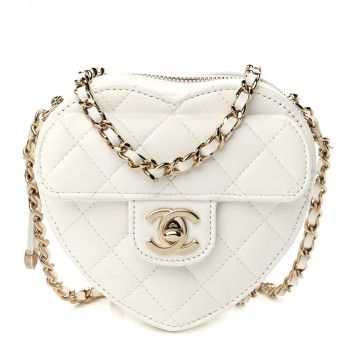 CHANEL Lambskin Quilted CC In Love Heart Clutch With Chain White | FASHIONPHILE | FASHIONPHILE (US)