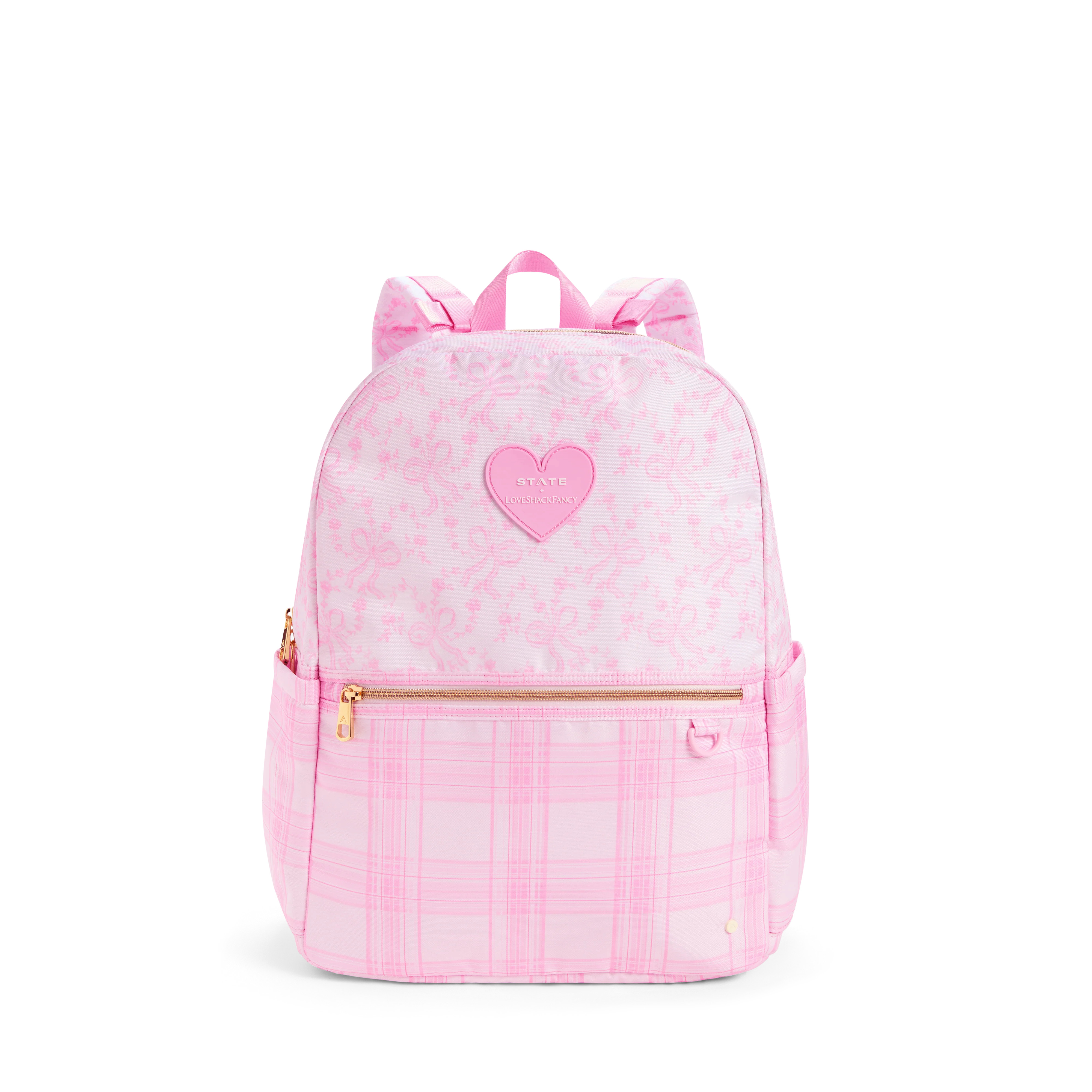 STATE Bags | STATE x LoveShackFancy Kane Double Pocket Backpack Polyester Canvas Pink Vanilla | STATE Bags