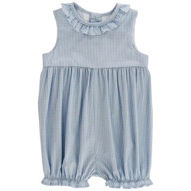 Blue Check Seersucker - Romper Short | The Bailey Boys, inc