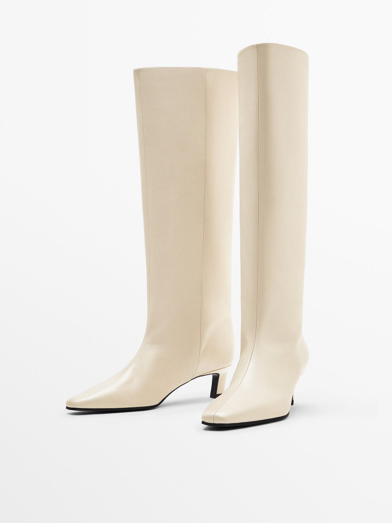 Heeled leather boots | Massimo Dutti US