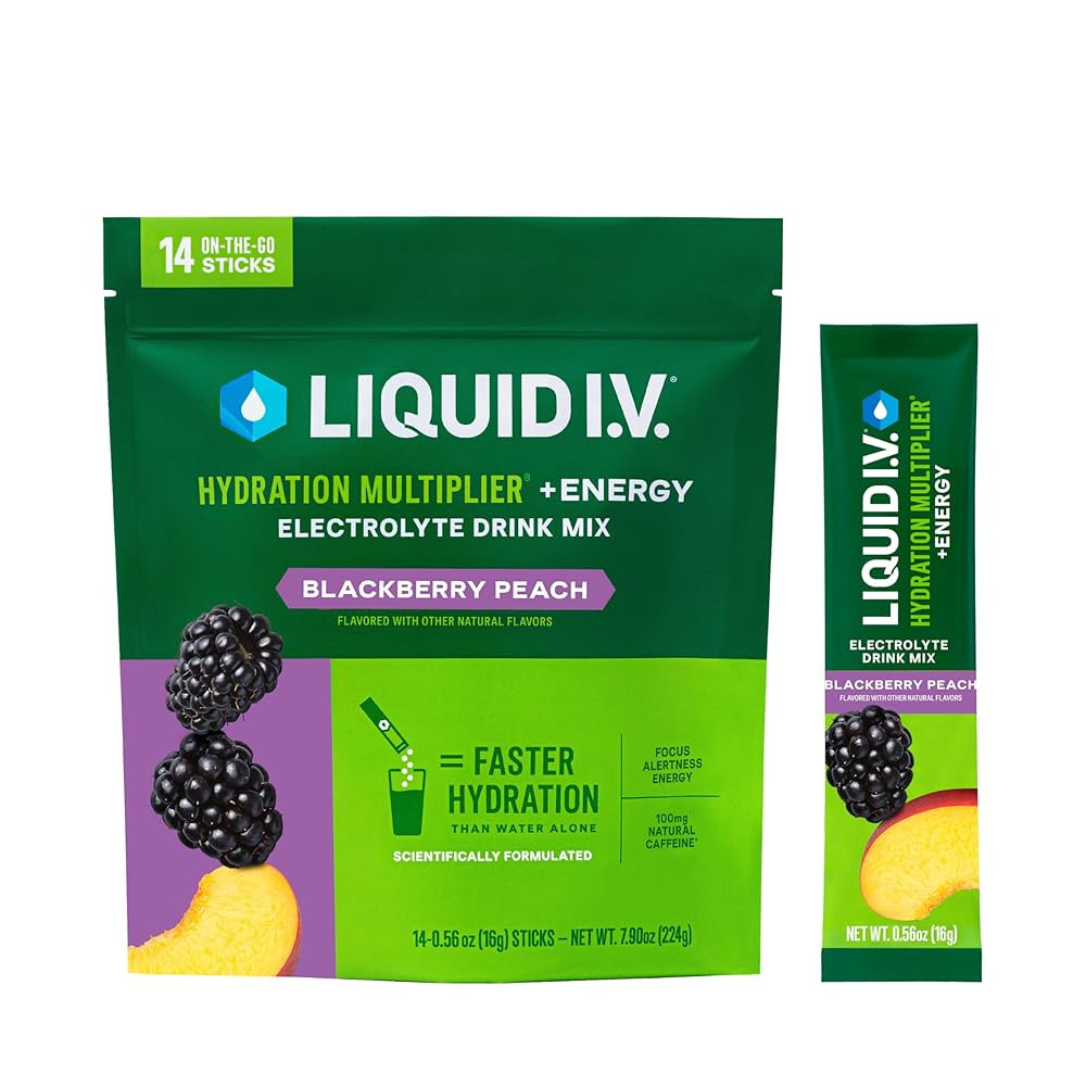 Liquid I.V.® Hydration Multiplier +Energy - BlackBerry Peach | Electrolyte Powder Drink Mix | 1 ... | Amazon (US)