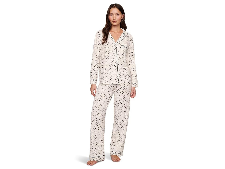 Eberjey Gisele Printed Long Pj Set Women's Pajama Sets Heart To Heart/Black : MD, Spandex/Modal/Jersey | Zappos